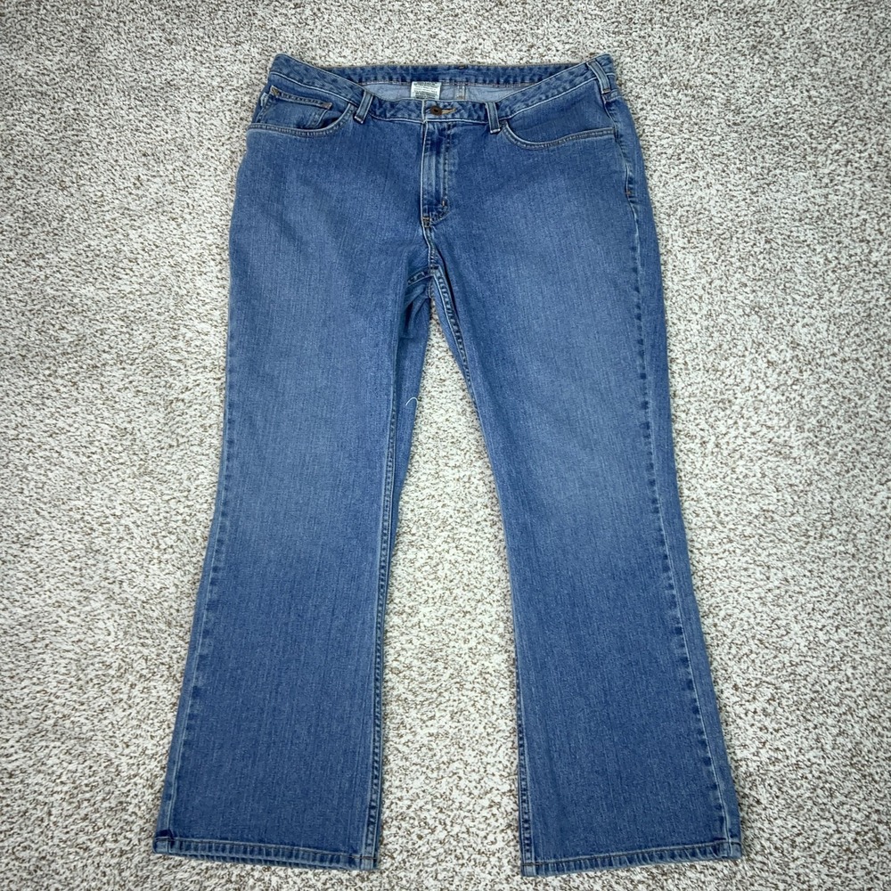 Carhartt Jeans Womens 18x30 Blue Bootcut Denim Workwear Stretch Mid Rise Logo